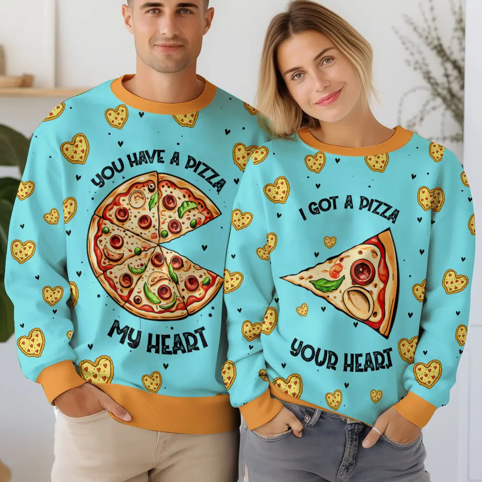 Ã¢â‚¬ÂPizza My HeartÃ¢â‚¬Â Couple funny Valentine Sweater