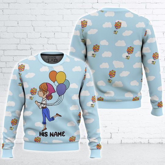 “Up Balloons House†Personalized Couple funny Valentine Sweater - Image 15