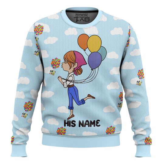 “Up Balloons House†Personalized Couple funny Valentine Sweater - Image 17
