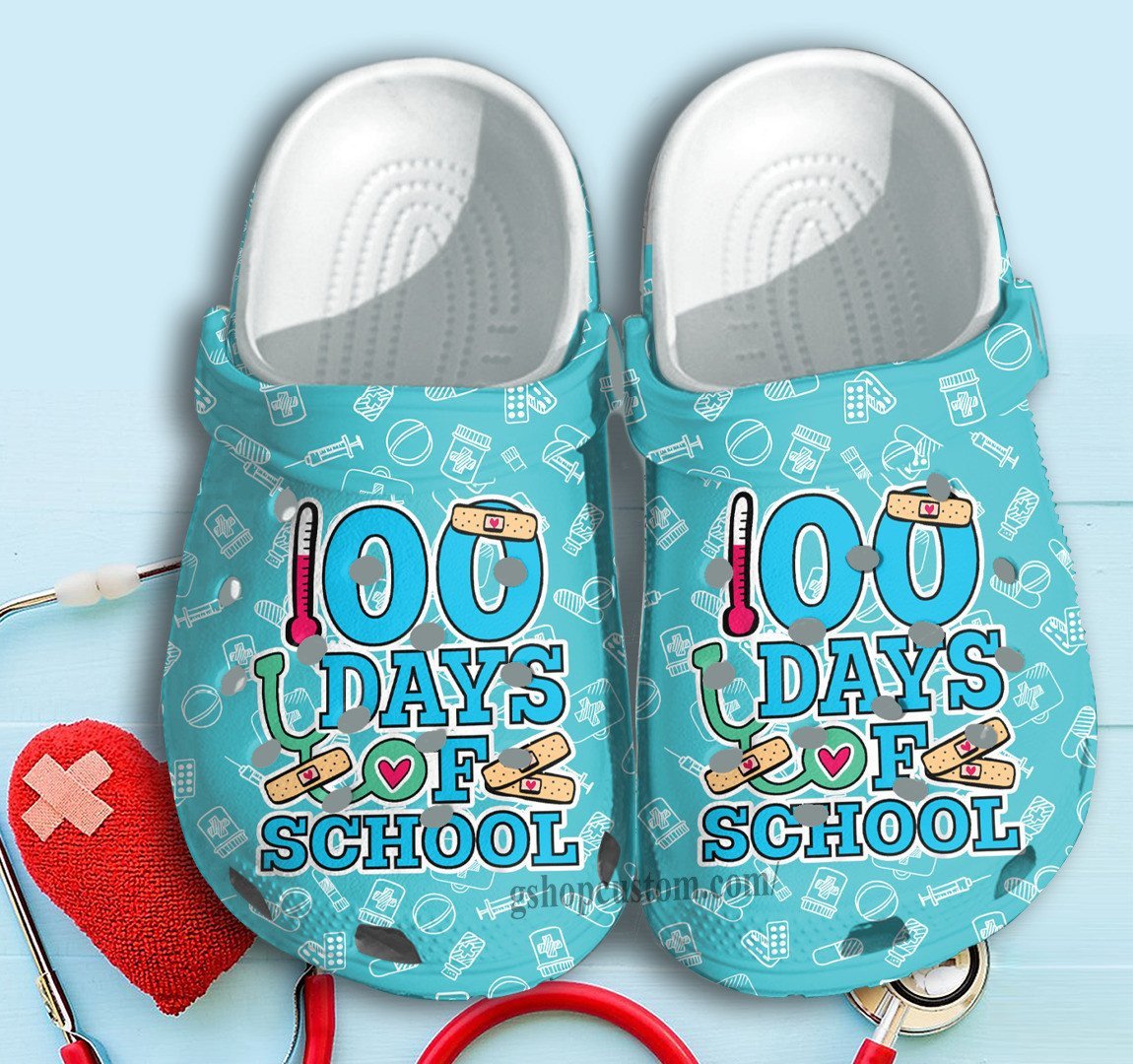 100 Days Of School Bandage Shoes Clogs Gift For Birthday Thanksgiving