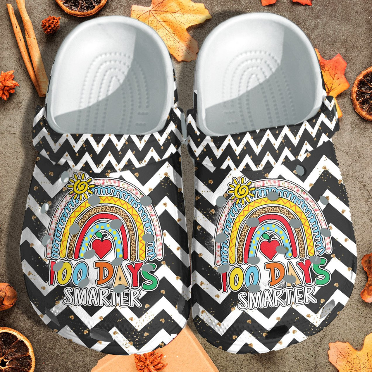 100 Days Smarter Rainbow Shoes Crocbland Clog Gift For Teacher