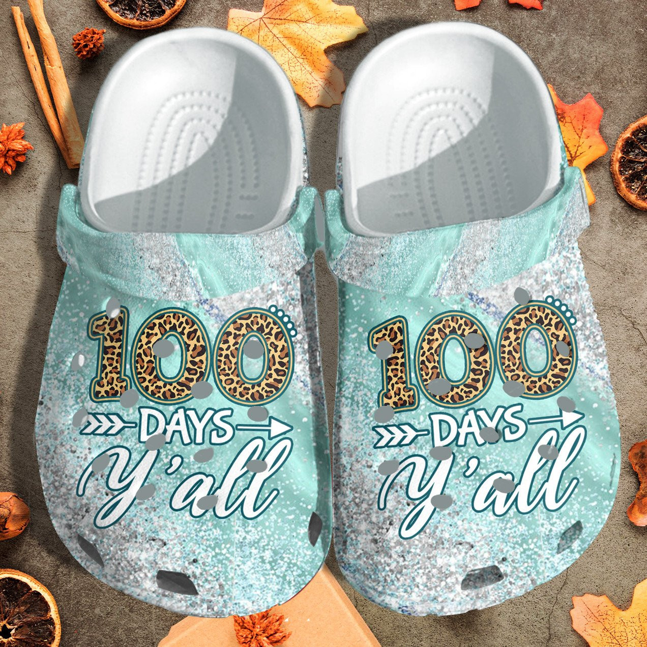 100 Days Yall Leopard Shoes Crocbland Clog Gift