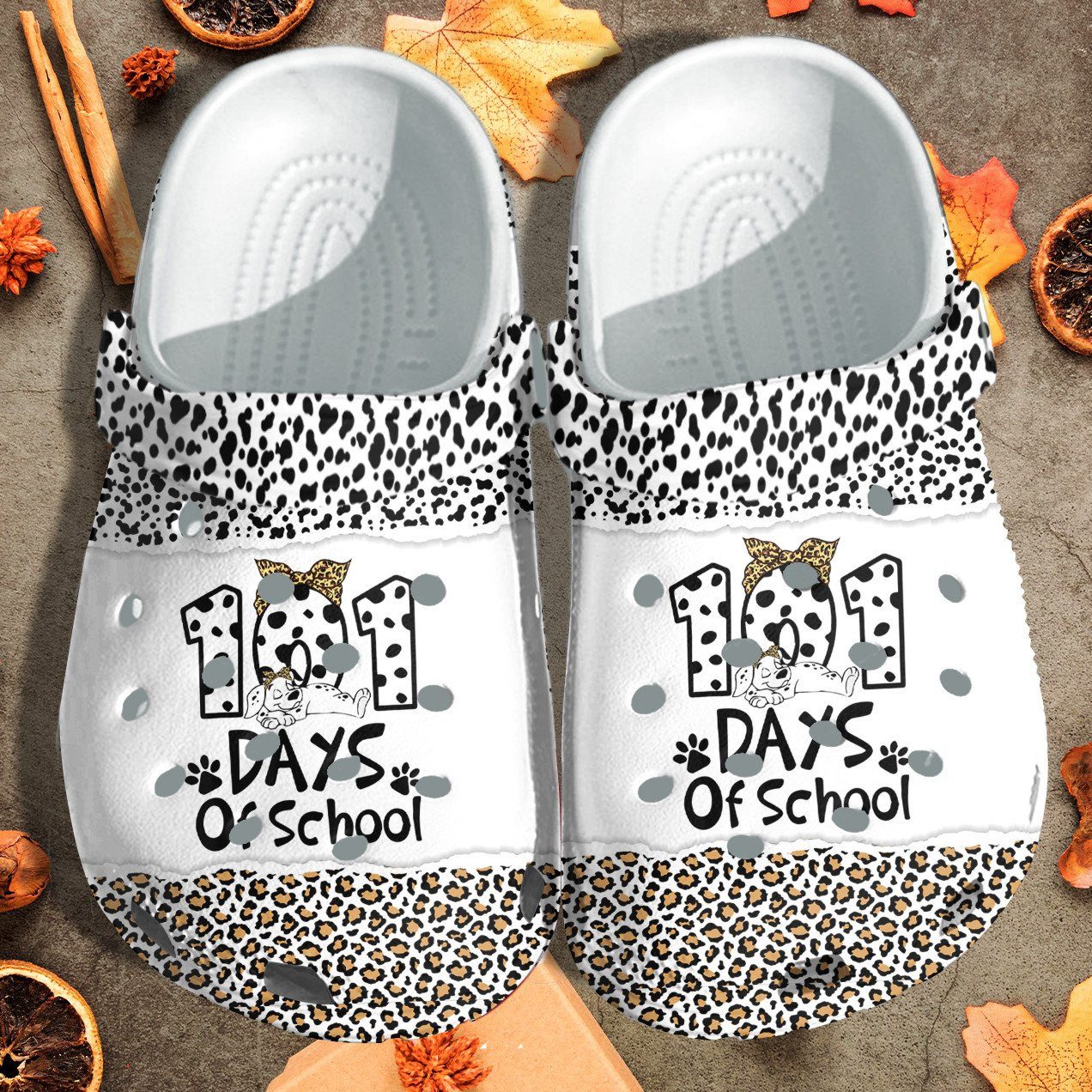 101 Days Of School Leopard Cowhide Shoes Crocbland Clog Gift