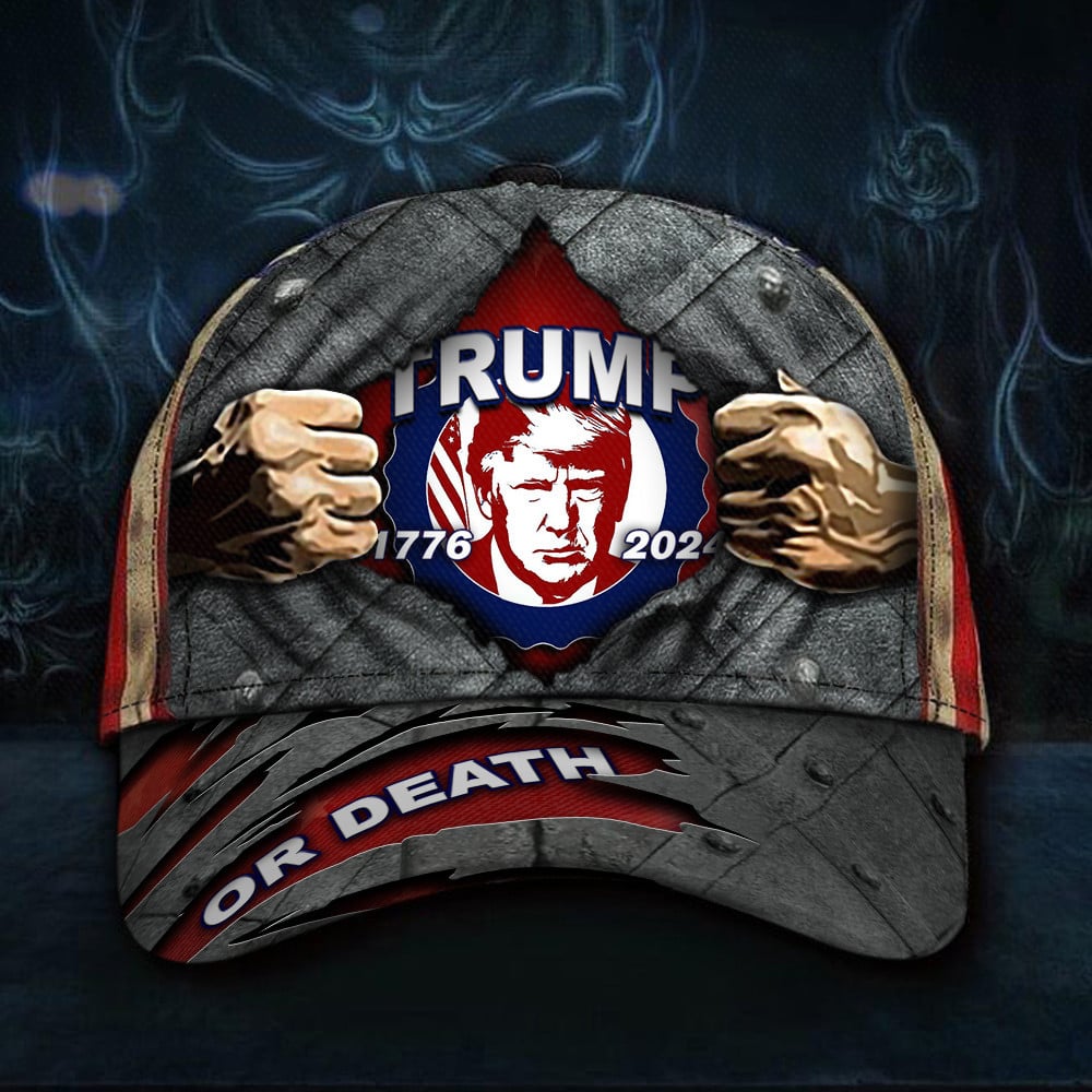 1776 2024 Trump Or Death Hat Donald Trump Mugshot Merch MAGA American Flag Hats Trucker Hats Custom Hats Gifts For Men & Women