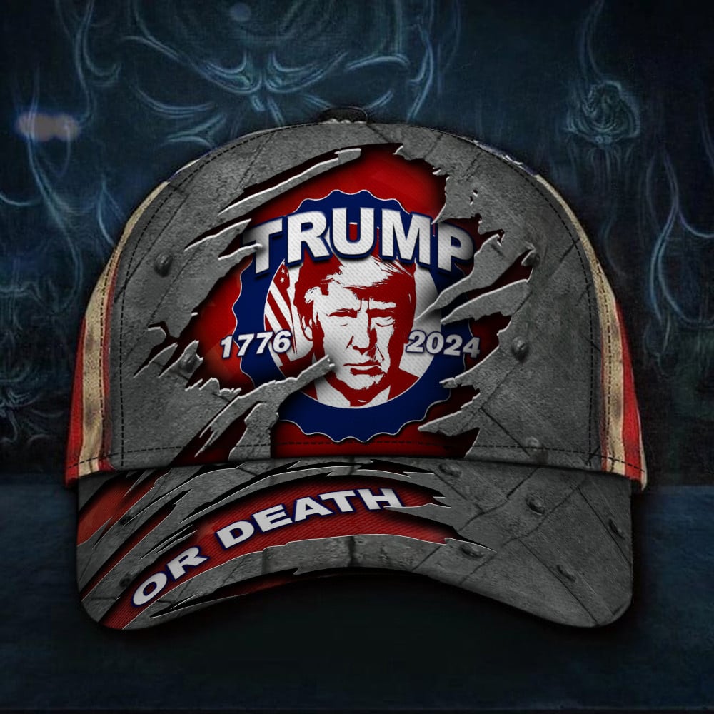 1776 2024 Trump Or Death Hat Donald Trump Mugshot Merch Old Vintage American Flag Hat Trucker Hats Custom Hats Gifts For Men & Women
