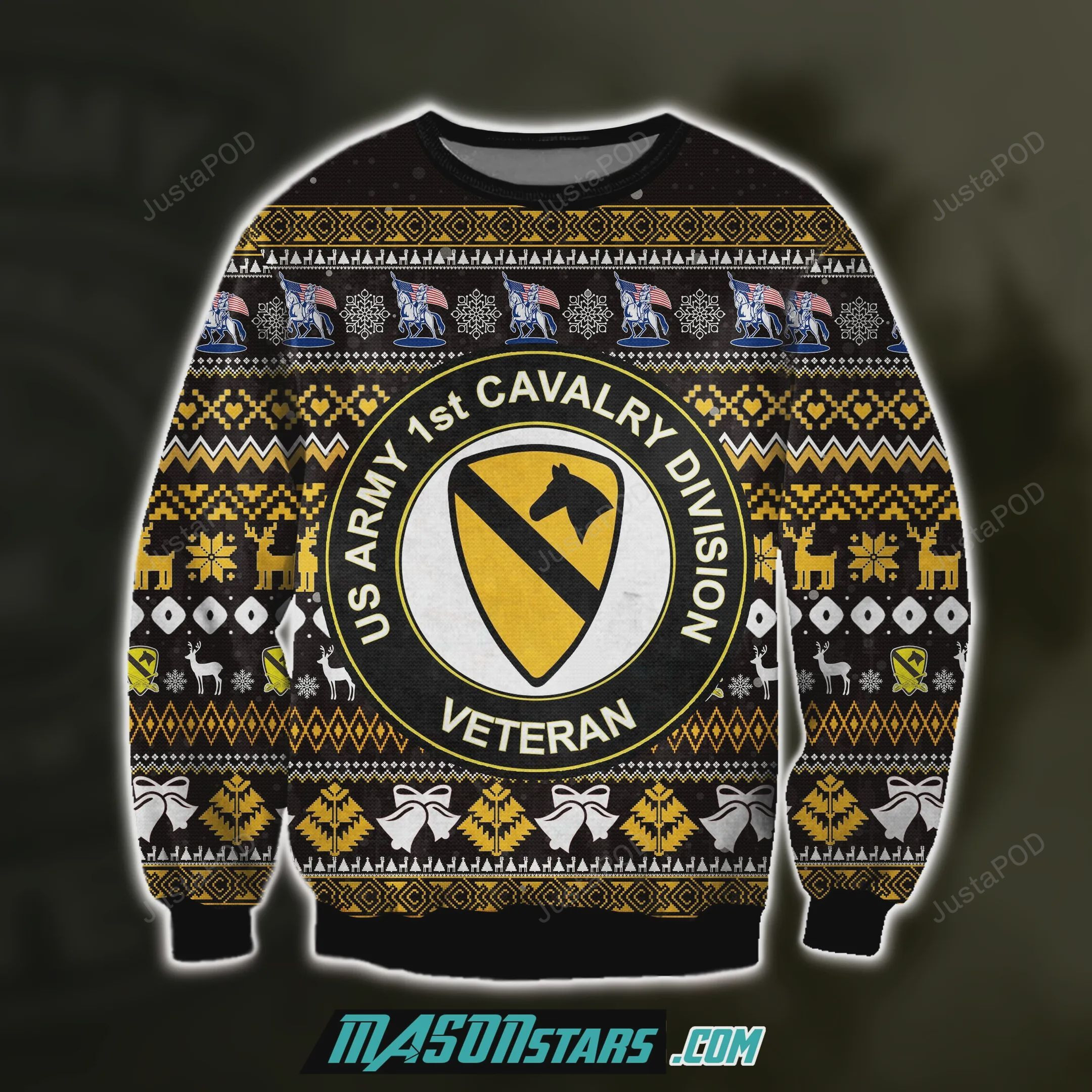 1St Carvalry Division Veteran Ugly Christmas Sweater Adult 3D Funny Matching for family