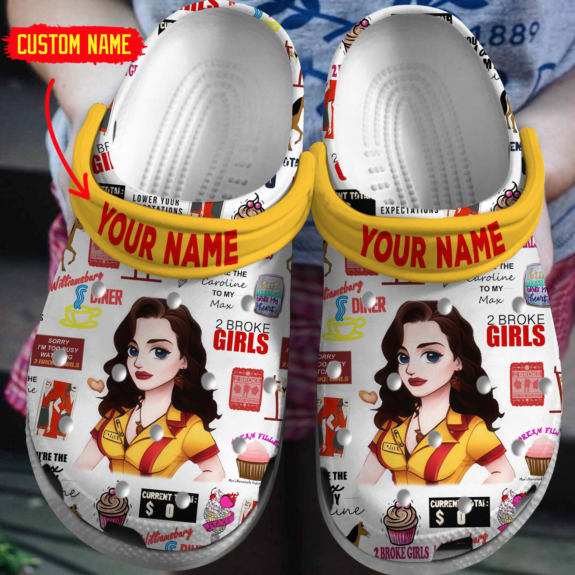 2 Broke Girls TV Series Crocs Crocband Clogs Shoes Comfortable For Men Women and Kids
