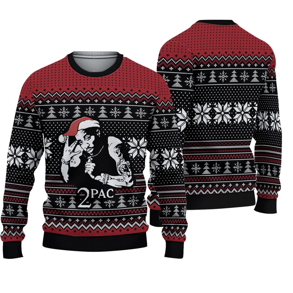 2 PAC Rapper 3D Ugly Christmas Sweatshirt