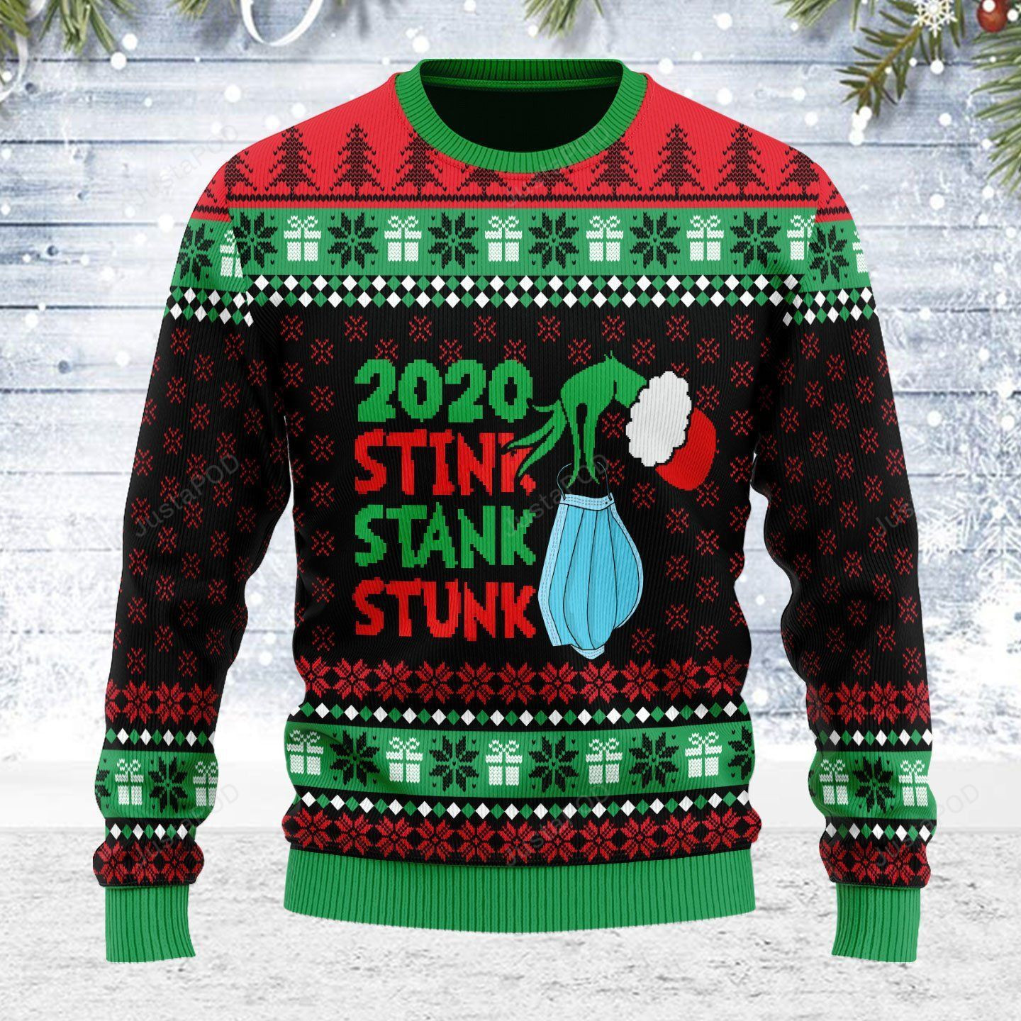 2020 Stink Stank Stunk The Grinch Ugly Christmas Sweater Adult 3D Funny Matching for family