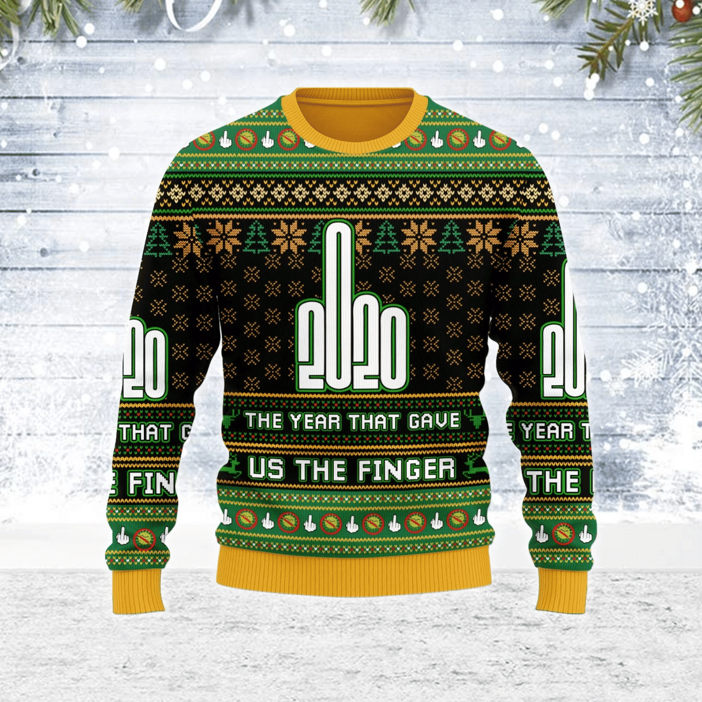2020 The Year That Gave Us The Finger Ugly Christmas Sweater Adult 3D Funny Matching for family