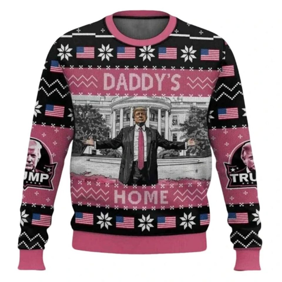 2024 Donald Trump Christmas Ugly Sweater Men Women Crewneck Pullover