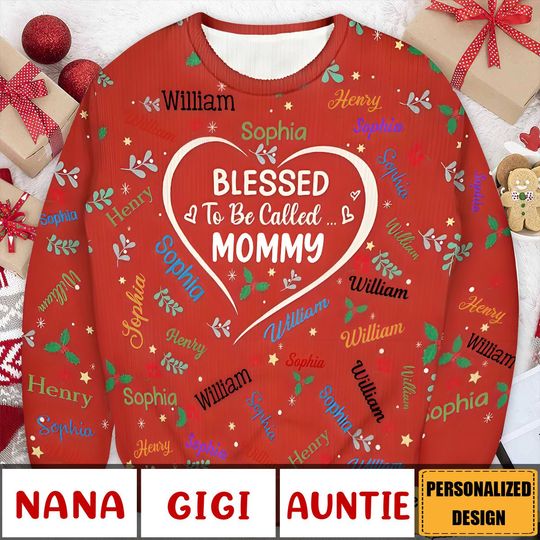 2024 New Release Blessed To Be Called Grandma Nana-Personalized Unisex Ugly Sweater - Image 6