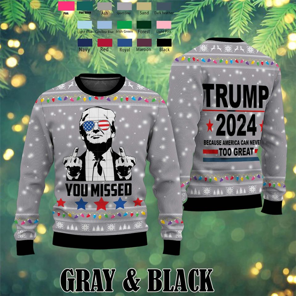 2024 New Trend Trump Ugly Christmas Sweater Fashion Holiday Xmas
