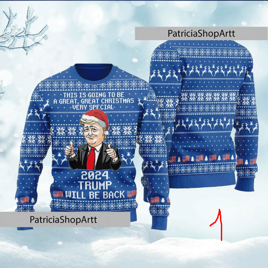 2024 Trump Will Be Back Christmas Sweater, Humorous Trump Ugly Christmas Sweater - Image 12