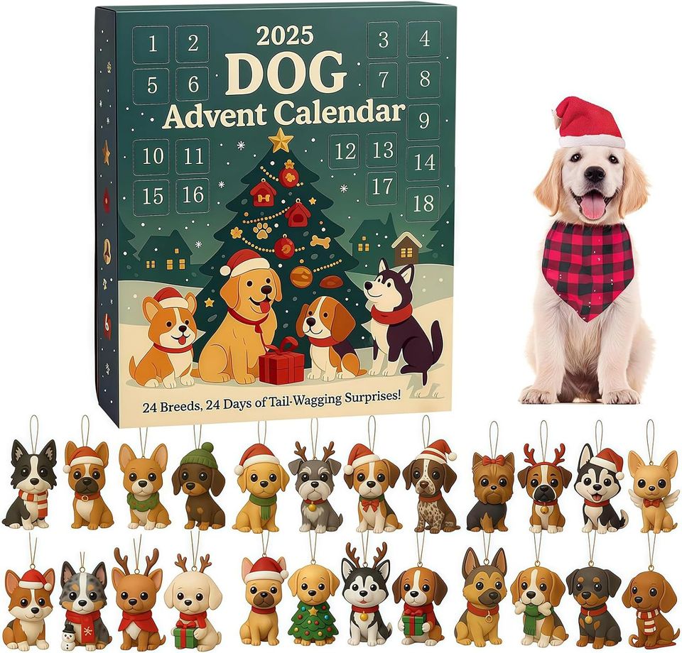 2025 Acrylic Advent Calendar Dog Ornament - Christmas Countdown Decor for Dog Lovers and Pet Families