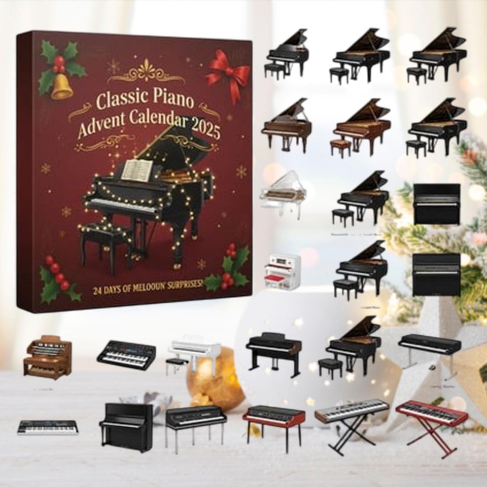 2025 Classic Piano Advent Calendar, Musical Instrument Ornaments, Musician Gift, Keyboard Decor, Music Teacher Present
