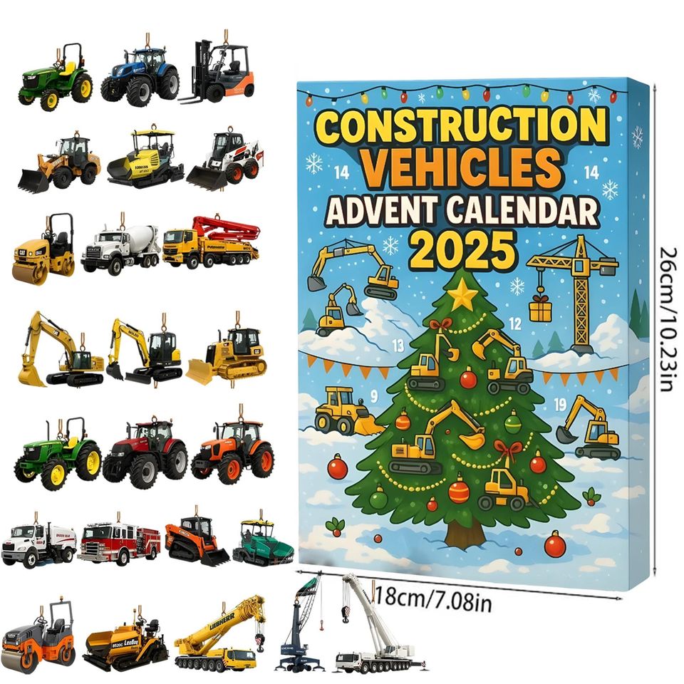 2025 Construction Vehicles Advent Calendar, Excavator Mini Truck Toys, Holiday Kids Countdown Gift Set - Image 4