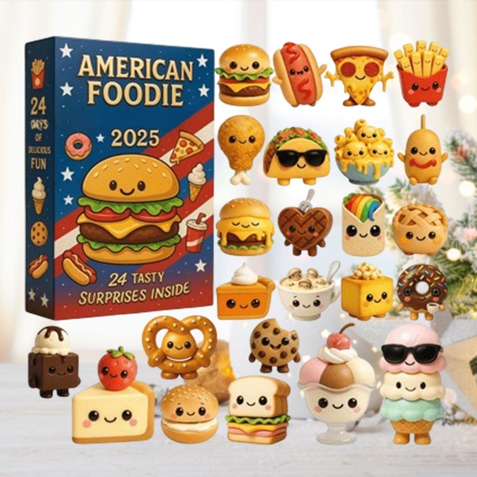 2025 Cute Food Advent Calendar blind box Fast Food Ornaments, Kawaii Snack Decor, Burger Lover Gift, Kitchen Christmas Countdown, Foodie Present
