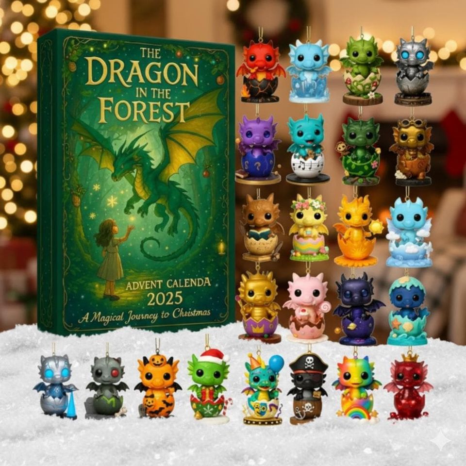 2025 Dragon in the Forest Advent Calendar, Flat 2D Acrylic Fantasy Creature Ornaments