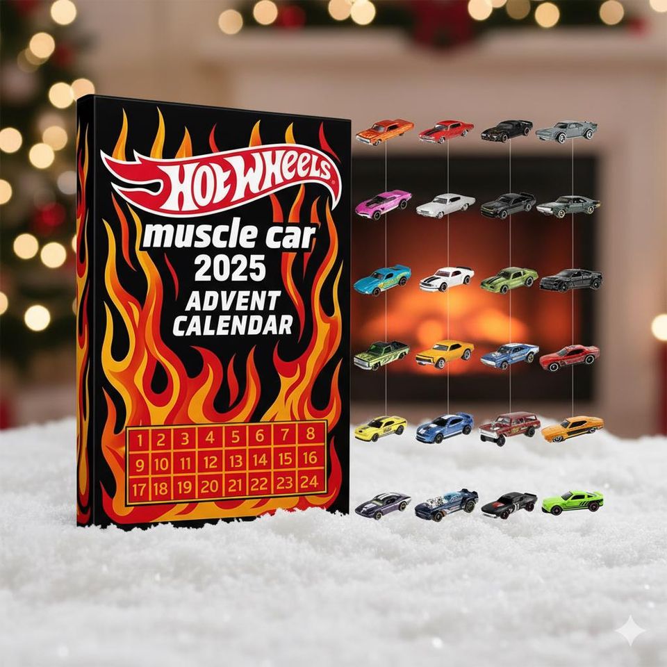 2025 Muscle Car Advent Calendar, Flat 2D Acrylic Christmas Ornament Set Acrylic Ornament 2D Flat