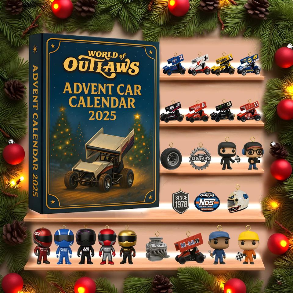2025 Racing Car Countdown Calendar, Sprint Dirt Track Vehicle Models, Driver Figures, Christmas Toy Collectible Gift