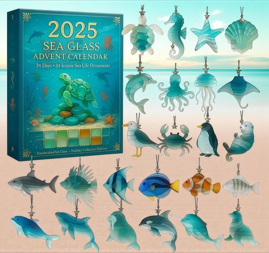 2025 Sea Life Advent Calendar, 24 Ocean-Inspired Marine Ornaments Acrylic Advent Calendar Blind Box - Image 8