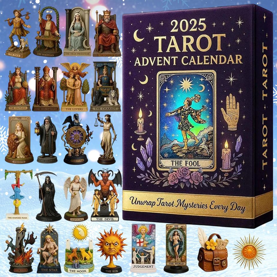 2025 Tarot Advent Calendar 2D Acrylic Figure Ornaments 24 Pieces Countdown Gifts, Christmas Countdown Calendars for Her Gift