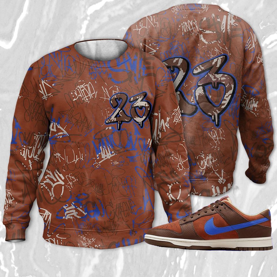 23 Hiphop 3D Graffiti Pattern Sweatshirt Match Dunk Low Mars Stone