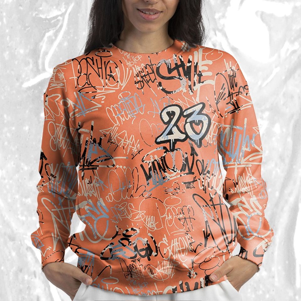23 Hiphop 3D Graffiti Pattern Sweatshirt Match Jordan 5 DJ Khaled Crimson Bliss, Art 23 Hiphop match Sweatshirt 3D - Image 5