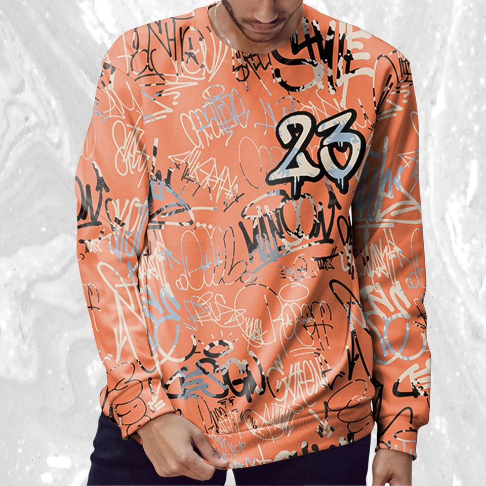 23 Hiphop 3D Graffiti Pattern Sweatshirt Match Jordan 5 DJ Khaled Crimson Bliss, Art 23 Hiphop match Sweatshirt 3D - Image 4