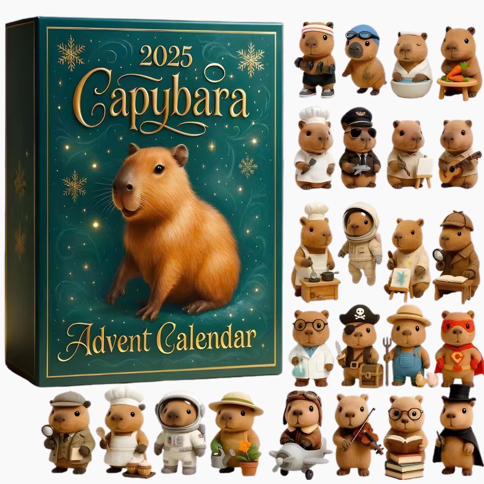 24-Day Capybara Acrylic Advent Calendar With Mini Animal Ornaments