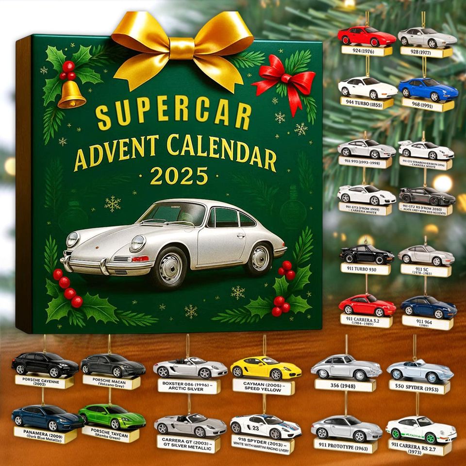 24 Day Car Ornament Calendar, Racing Enthusiast Gift, Christmas Countdown Gift