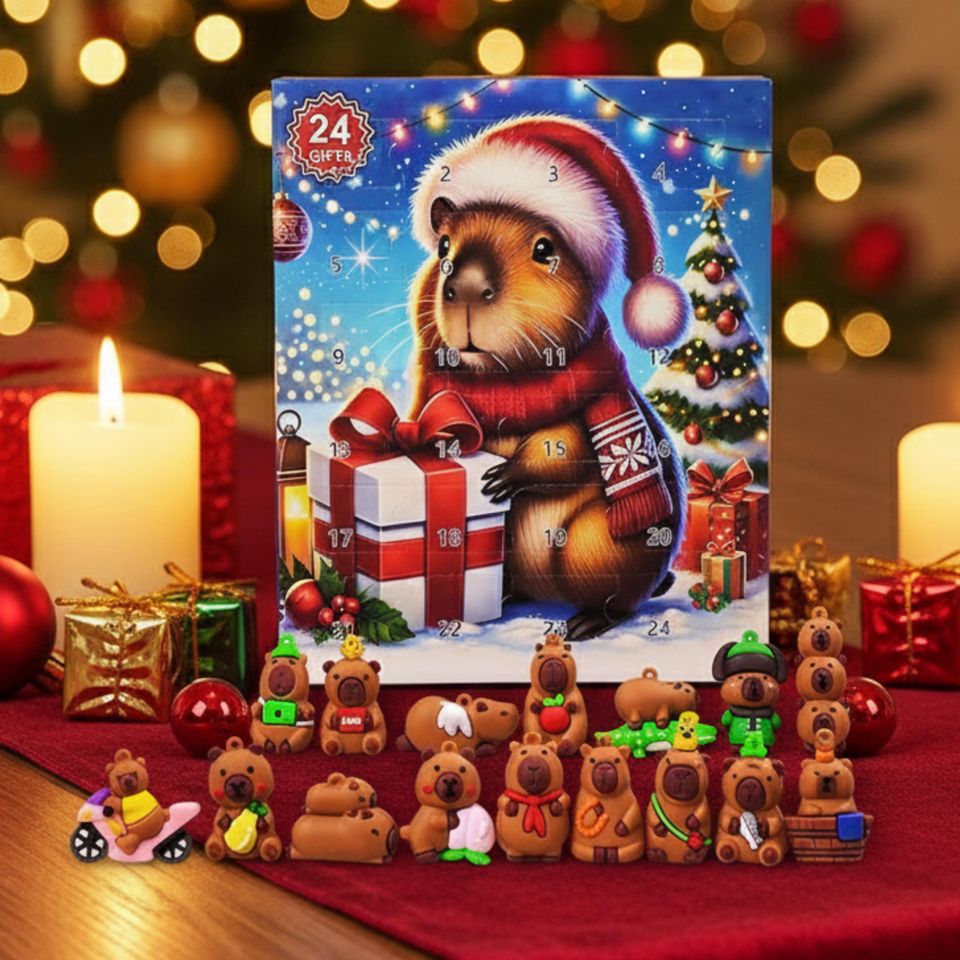 24 Days Capybara Advent Calendar | Cute Animal Figurines | Christmas Countdown Box