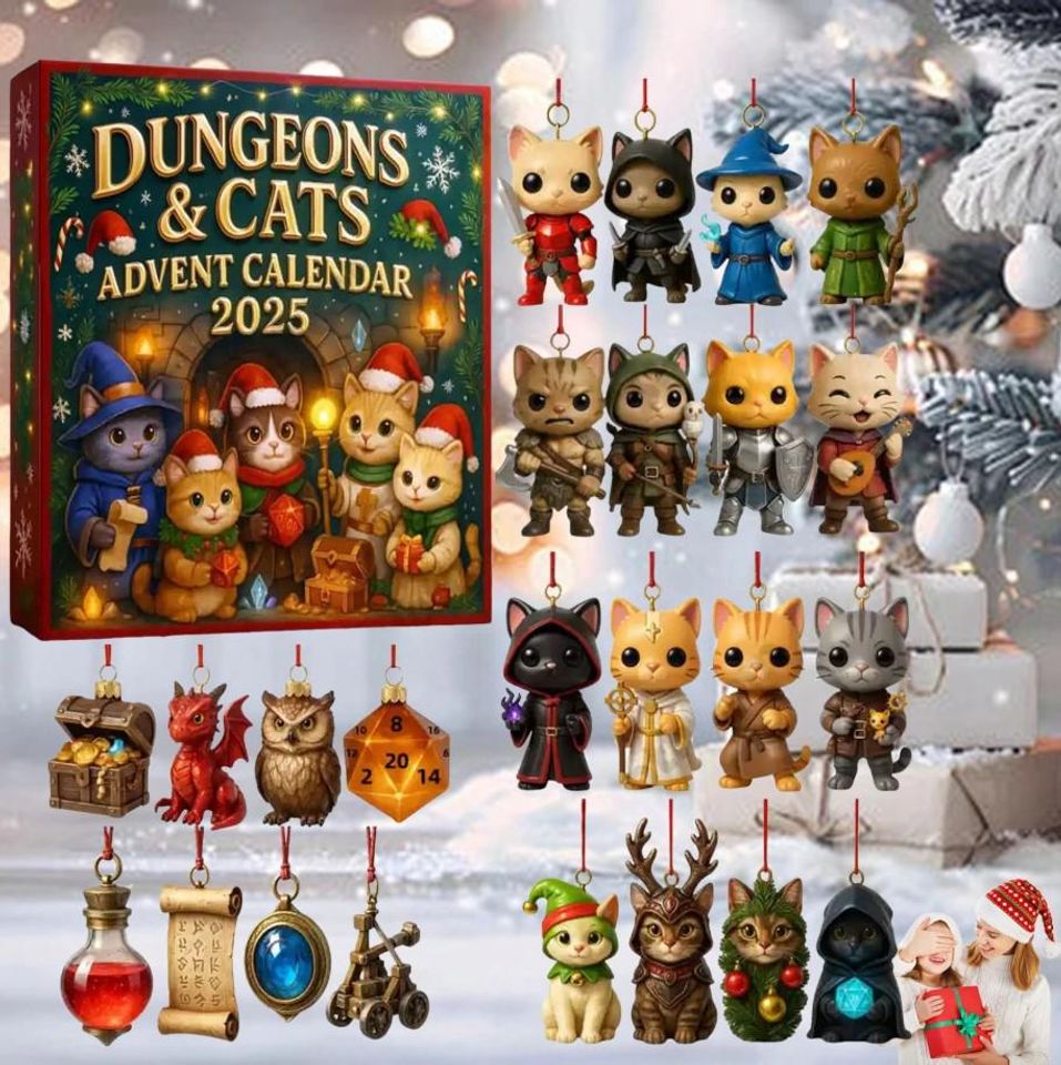 2D Acrylic 2025 Dungeons & Cats Calendar, 24 Days of Surprise Christmas Countdown Calendar - Image 2