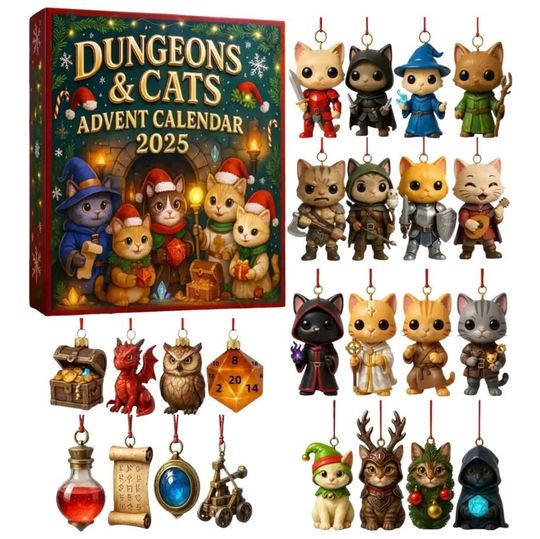 2D Acrylic 2025 Dungeons & Cats Calendar, 24 Days of Surprise Christmas Countdown Calendar - Image 5