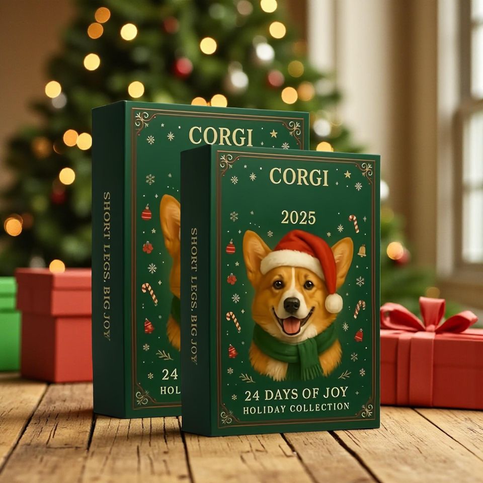 2D Acrylic Corgi Advent Calendar 2025, 24 Days of Christmas Countdown with Cute Dog Ornaments