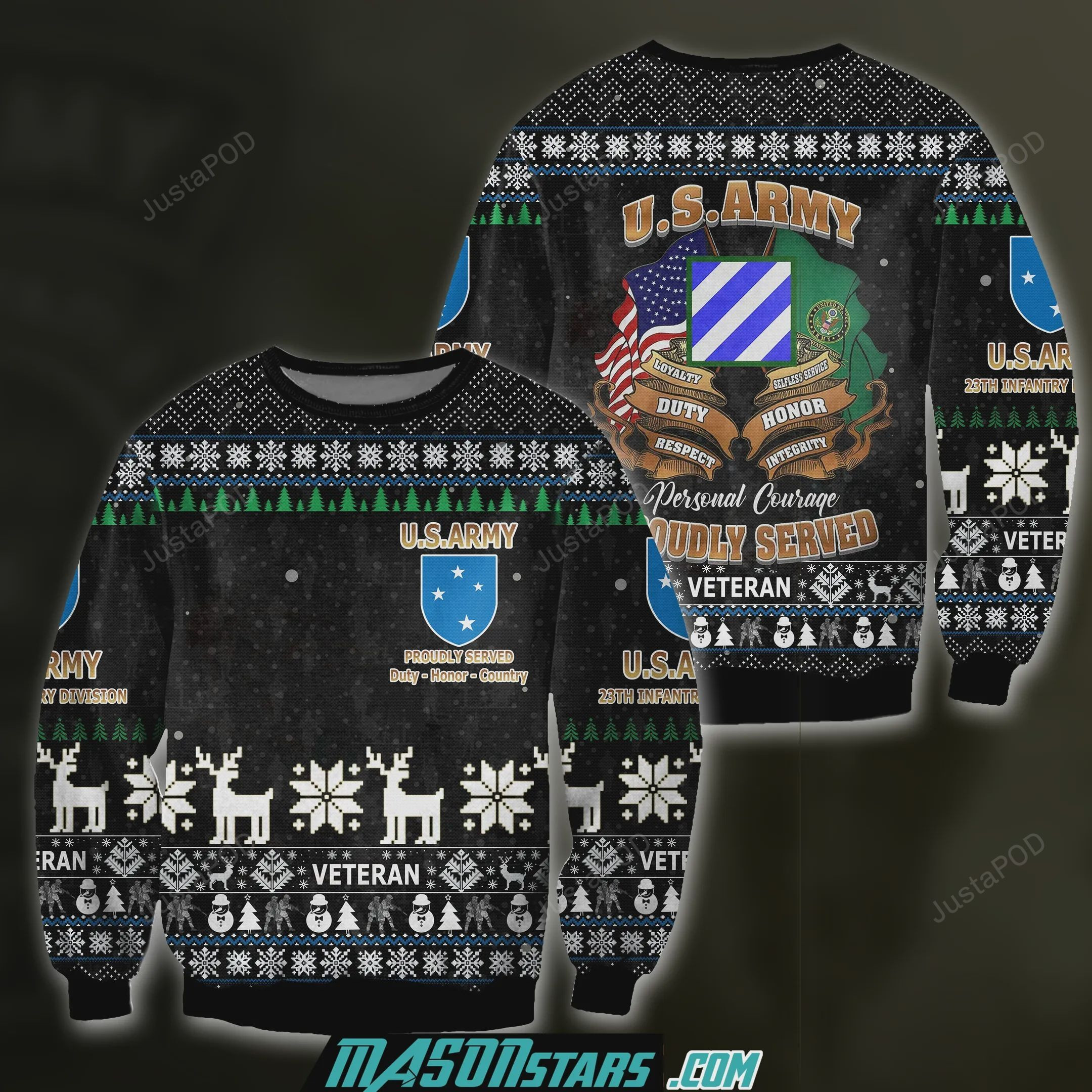 3D 23Rd Army Veteran Ugly Christmas Sweater Adult 3D Funny Matching for family