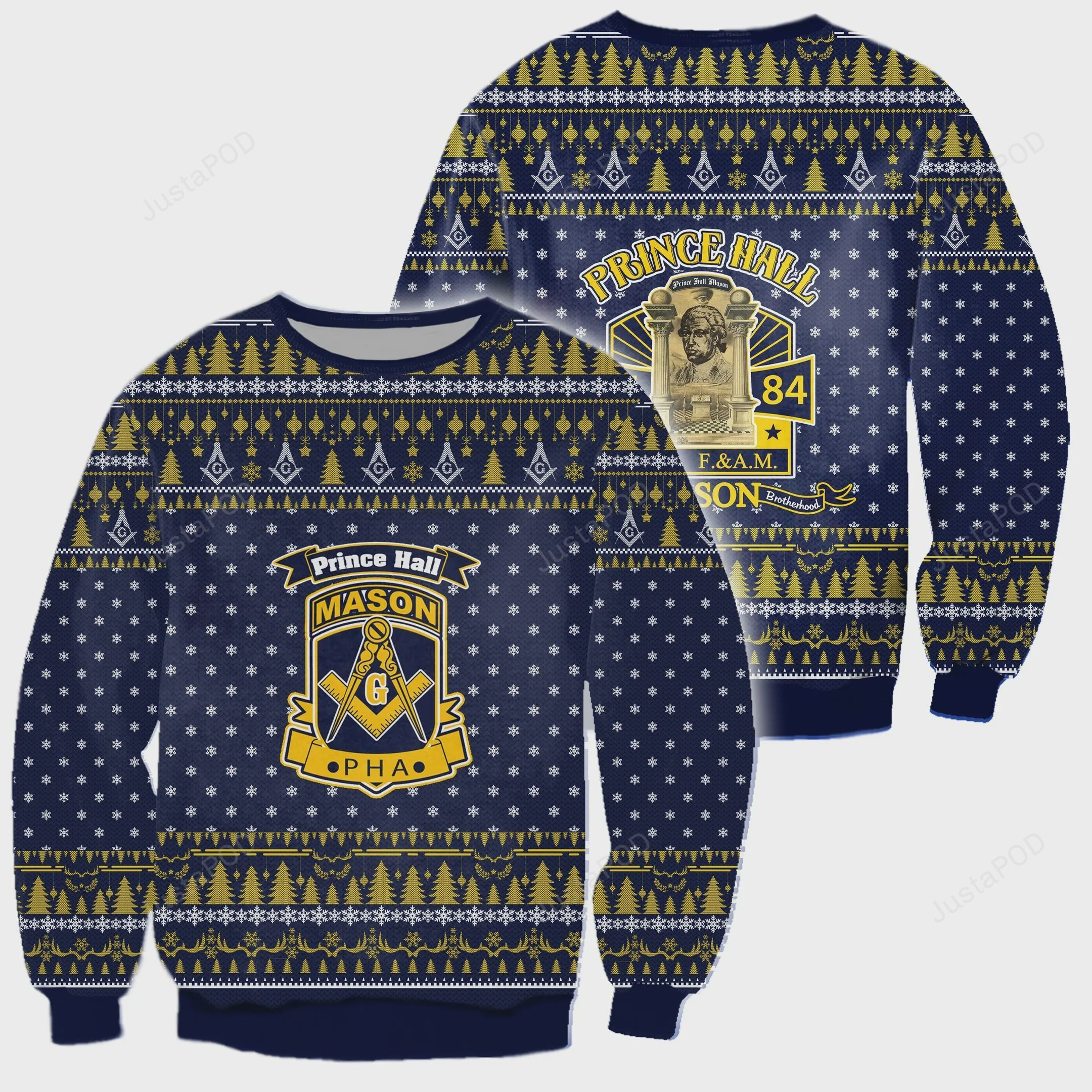 3D All Over Freemason Ugly Christmas Sweater Adult 3D Funny Matching for family