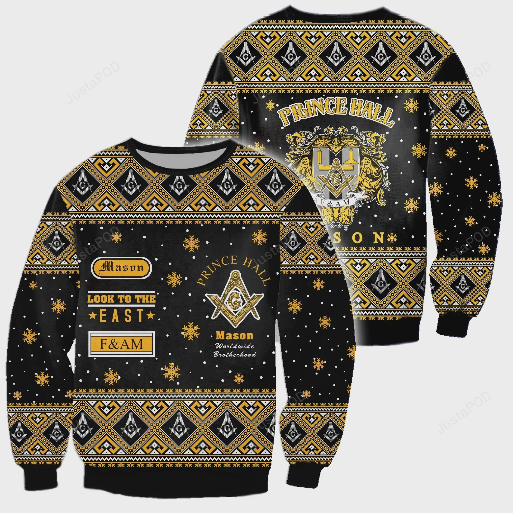 3D All Over Freemason Ugly Christmas Sweater Adult 3D Funny Matching for family