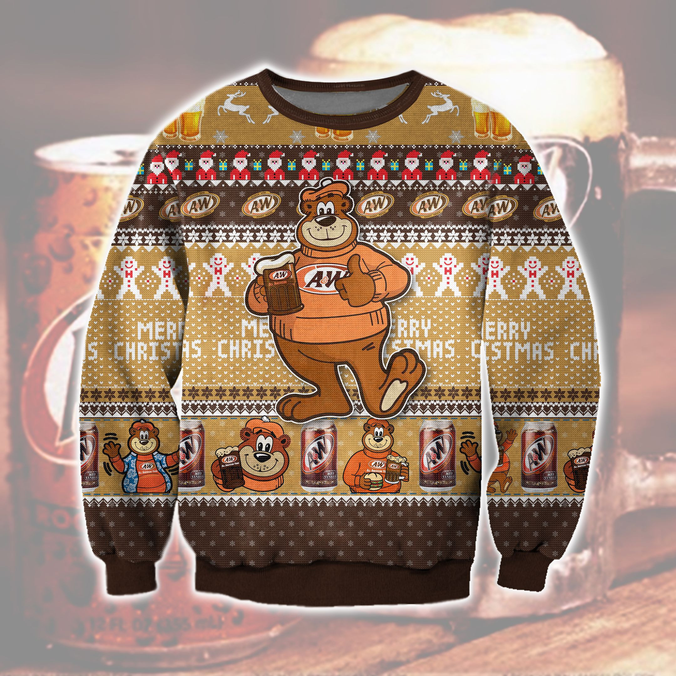 3D All Over Print A&W Root Beer Since 1919 Ugly Christmas Sweater Adult 3D Funny Matching for family