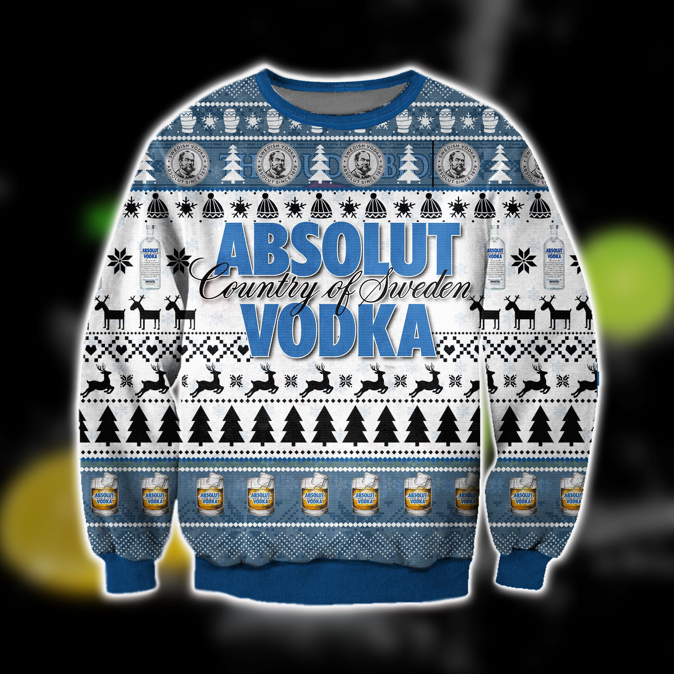 3D All Over Print Absolut Vodka Ugly Christmas Sweater Adult 3D Funny Matching for family
