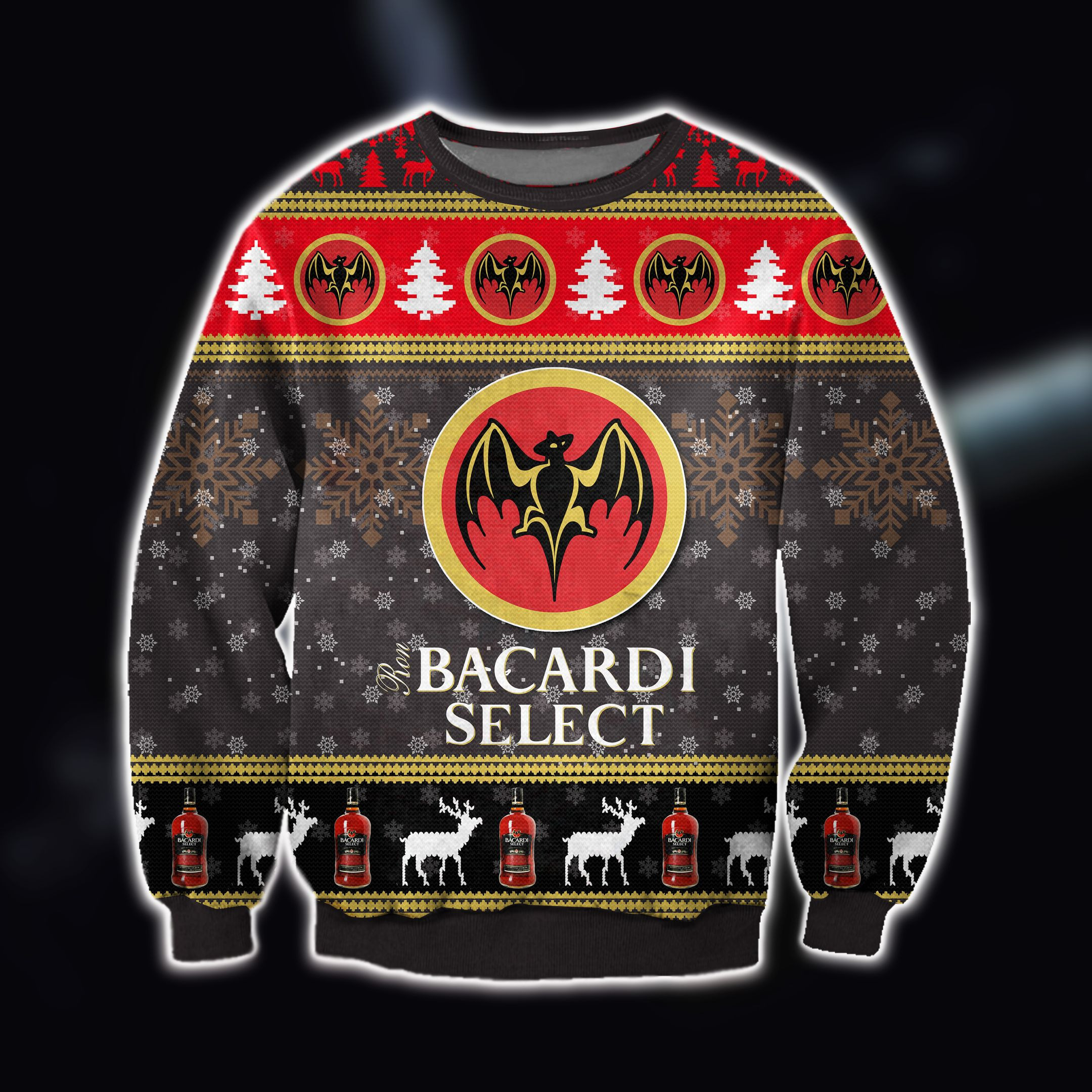 3D All Over Print Bacardi Select Rum Wine Ugly Christmas Sweater Adult 3D Funny Matching for family
