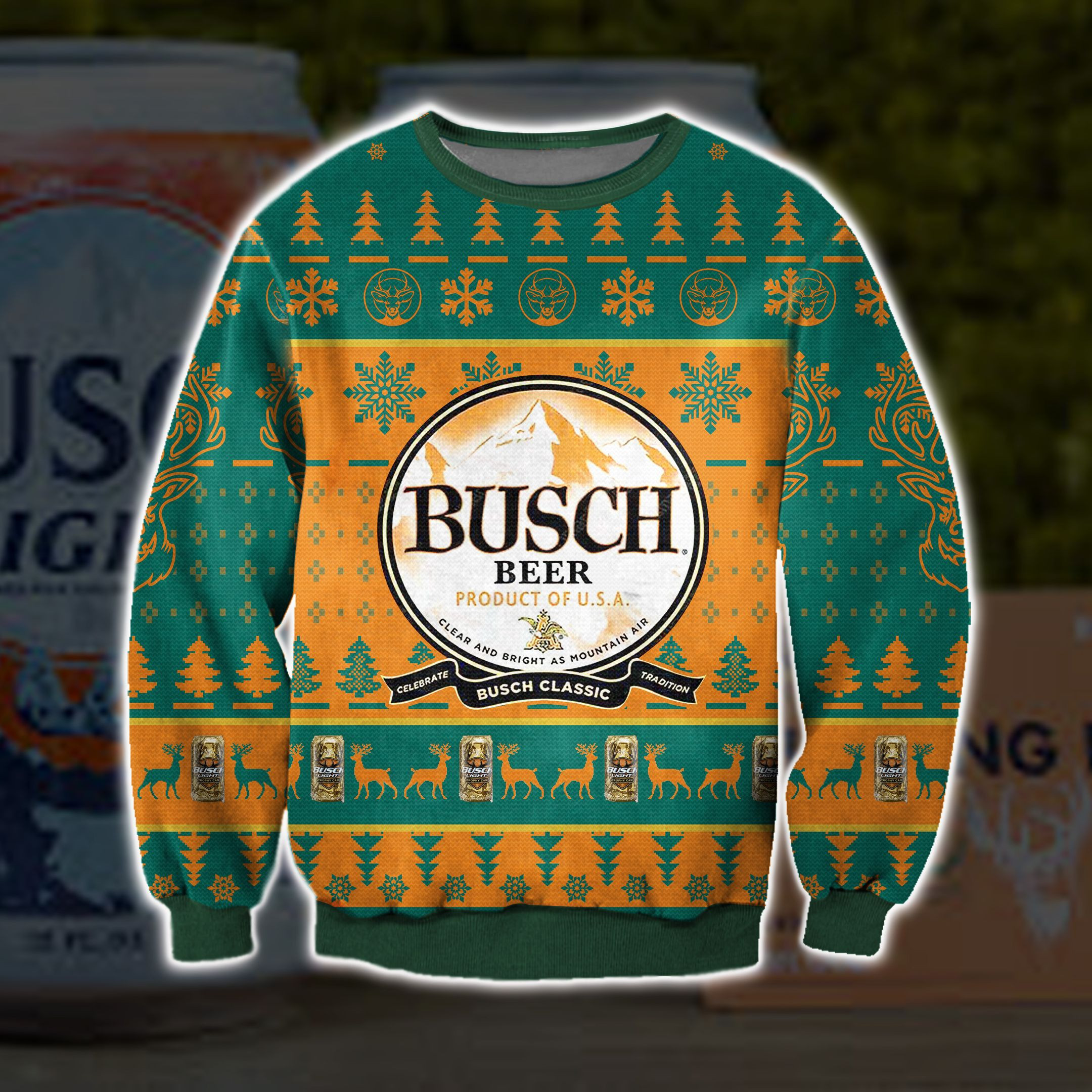 3D All Over Print Busch Buck Hunter Ugly Christmas Sweater Adult 3D Funny Matching for family