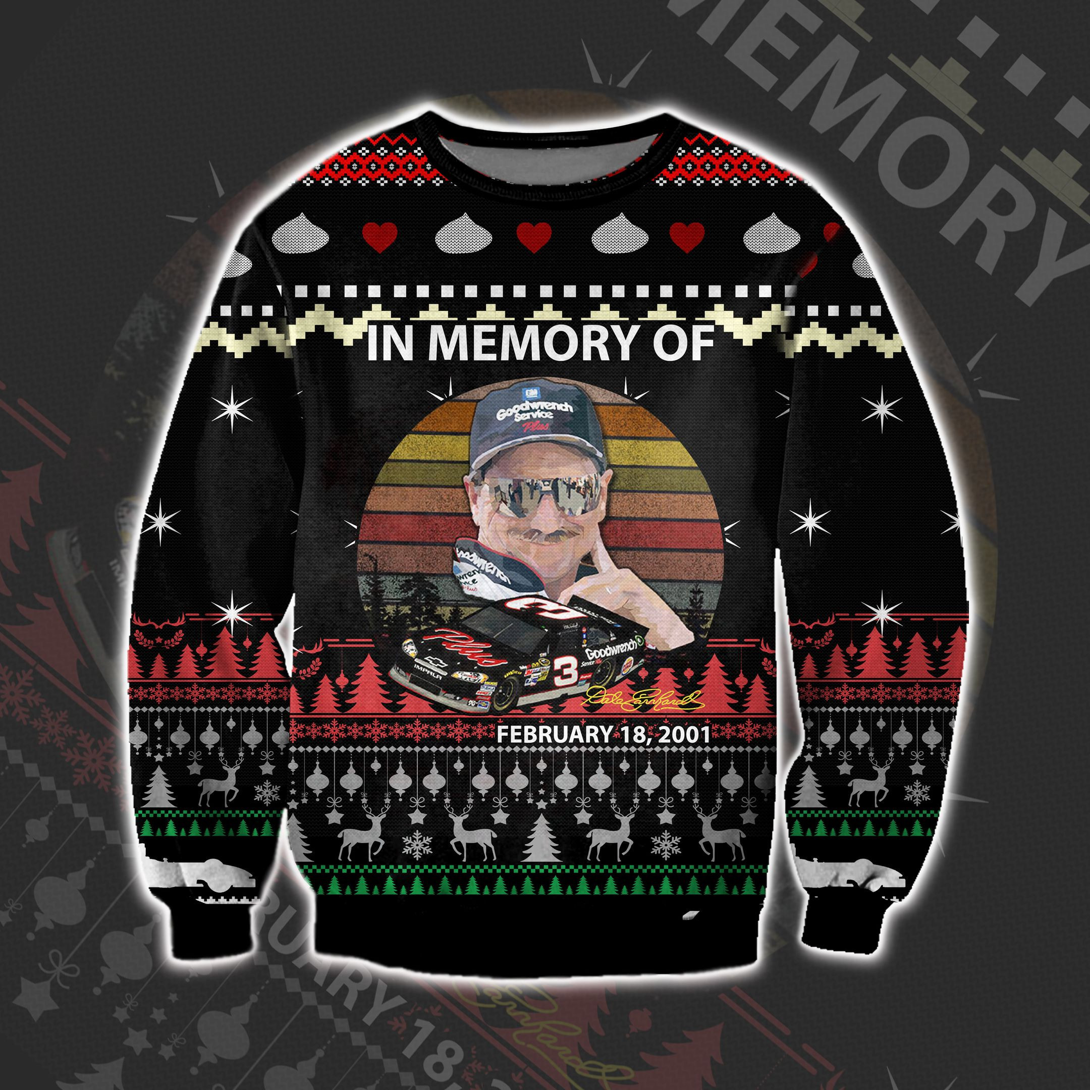 3D All Over Print Dale Earnhardt Ugly Christmas Sweater Adult 3D Funny Matching for family