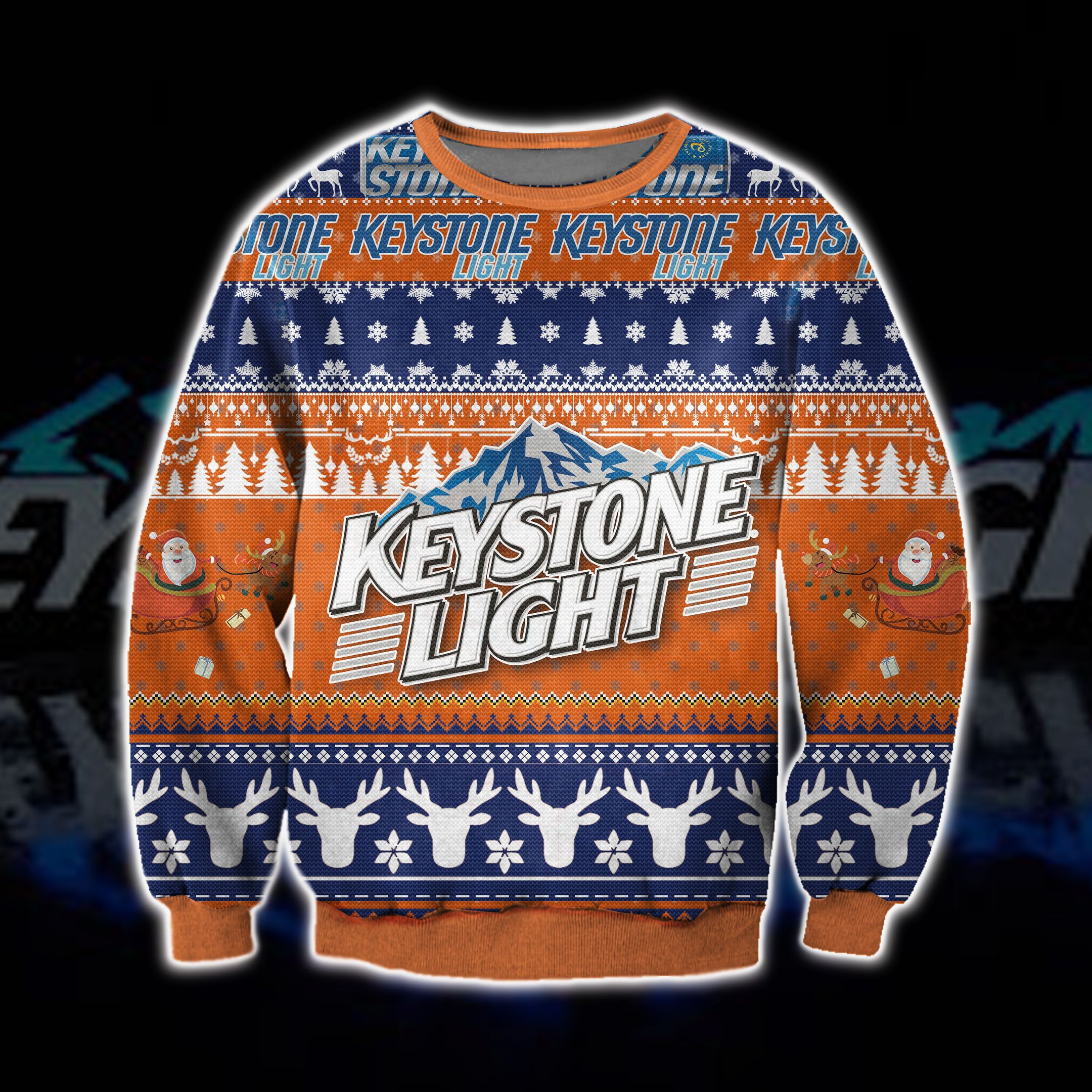 3D All Over Print Keystone Light Beer Ugly Christmas Sweater Adult 3D Funny Matching for family