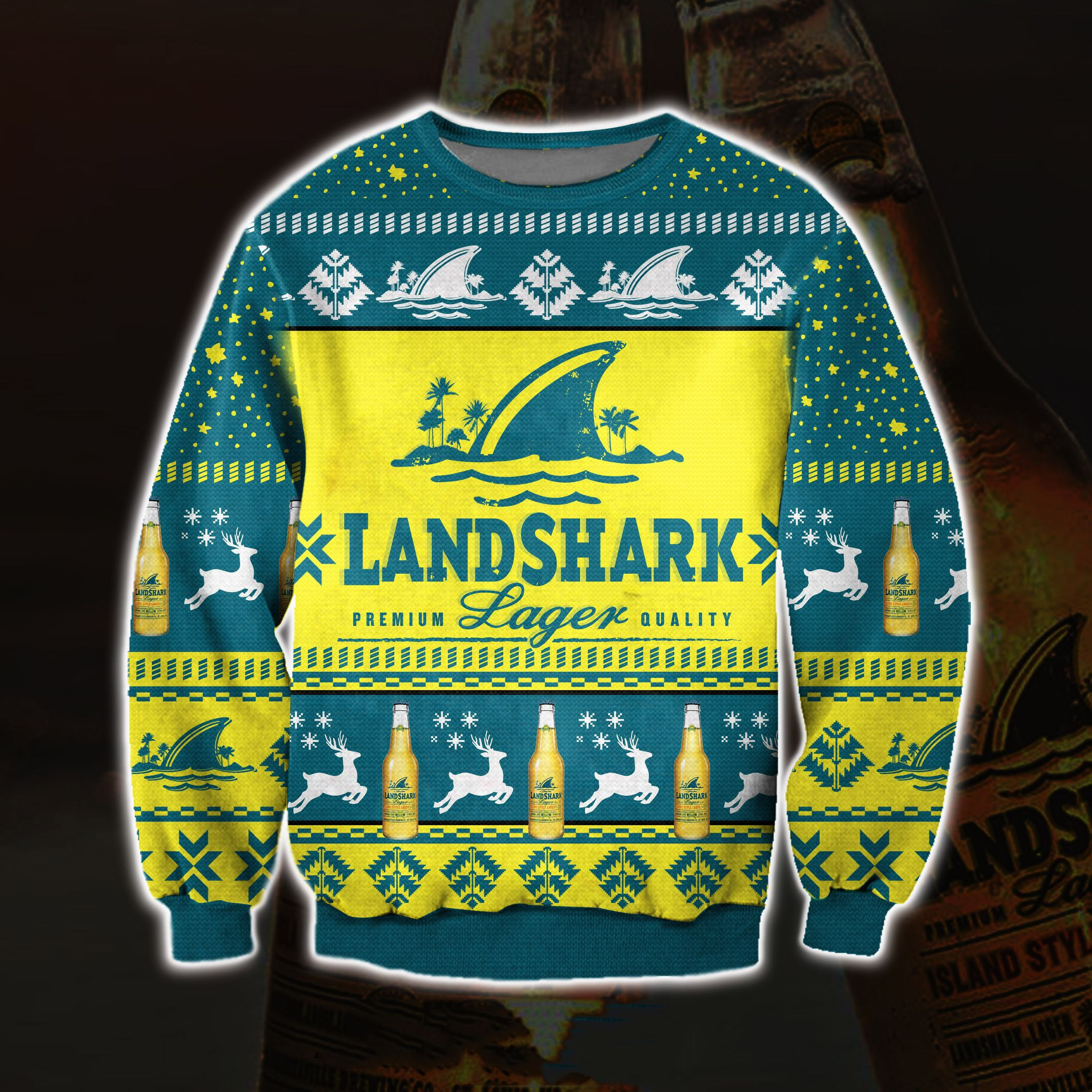 3D All Over Print Landshark Lager Beer Ugly Christmas Sweater Adult 3D Funny Matching for family
