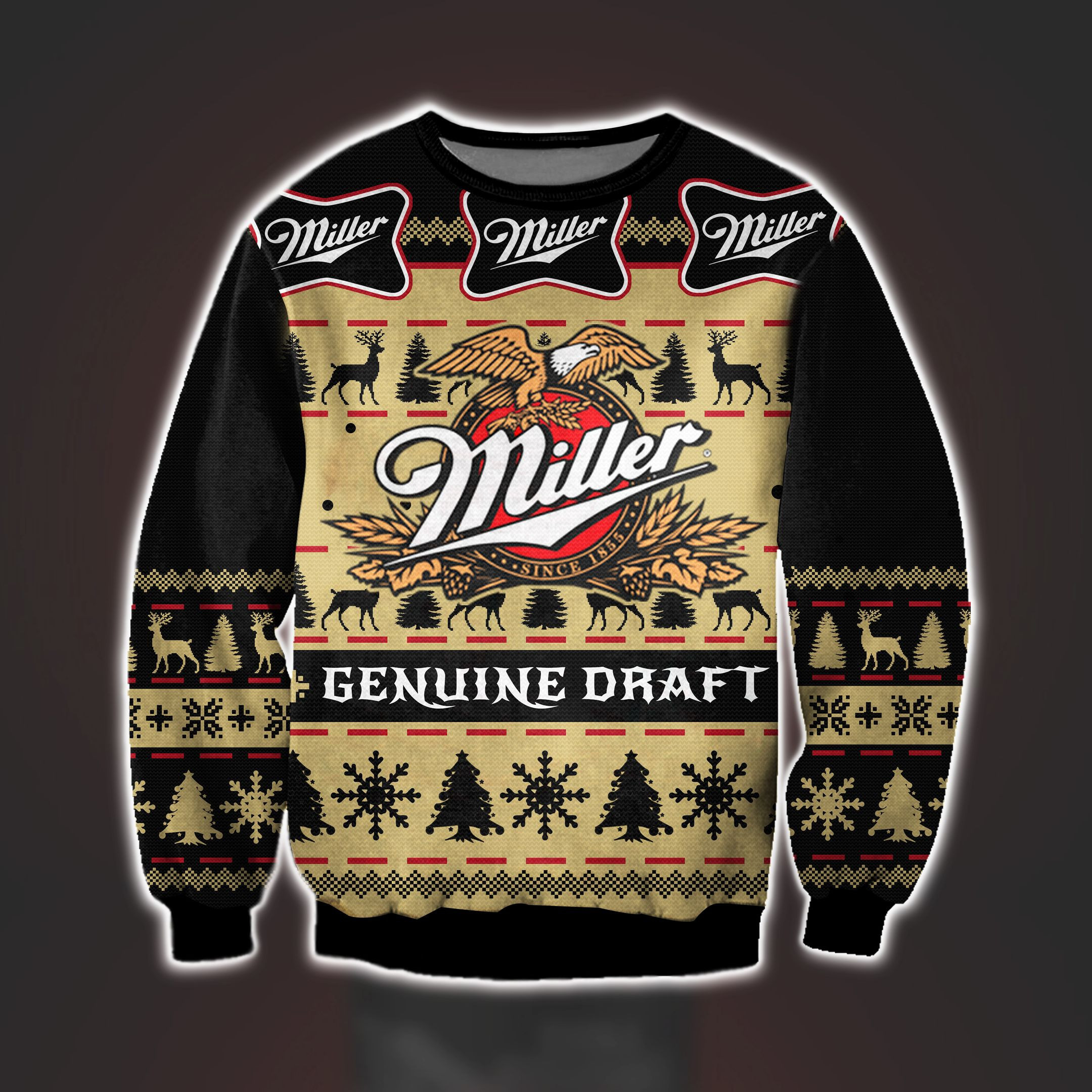 3D All Over Print Miller Genuine Draft Beer Ugly Christmas Sweater Adult 3D Funny Matching for family
