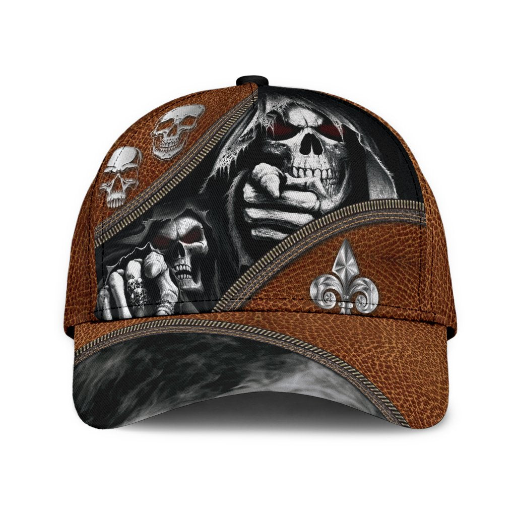 3D All Over Print The Death Classic Cap Hat Skull Baseball Cap Hat With Leather Pattern Trucker Hats Custom Hats Gifts For Men & Women