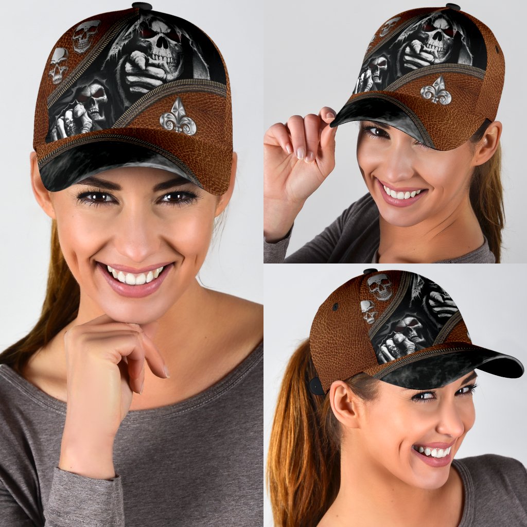 3D All Over Print The Death Classic Cap Hat Skull Baseball Cap Hat With Leather Pattern Trucker Hats Custom Hats Gifts For Men & Women