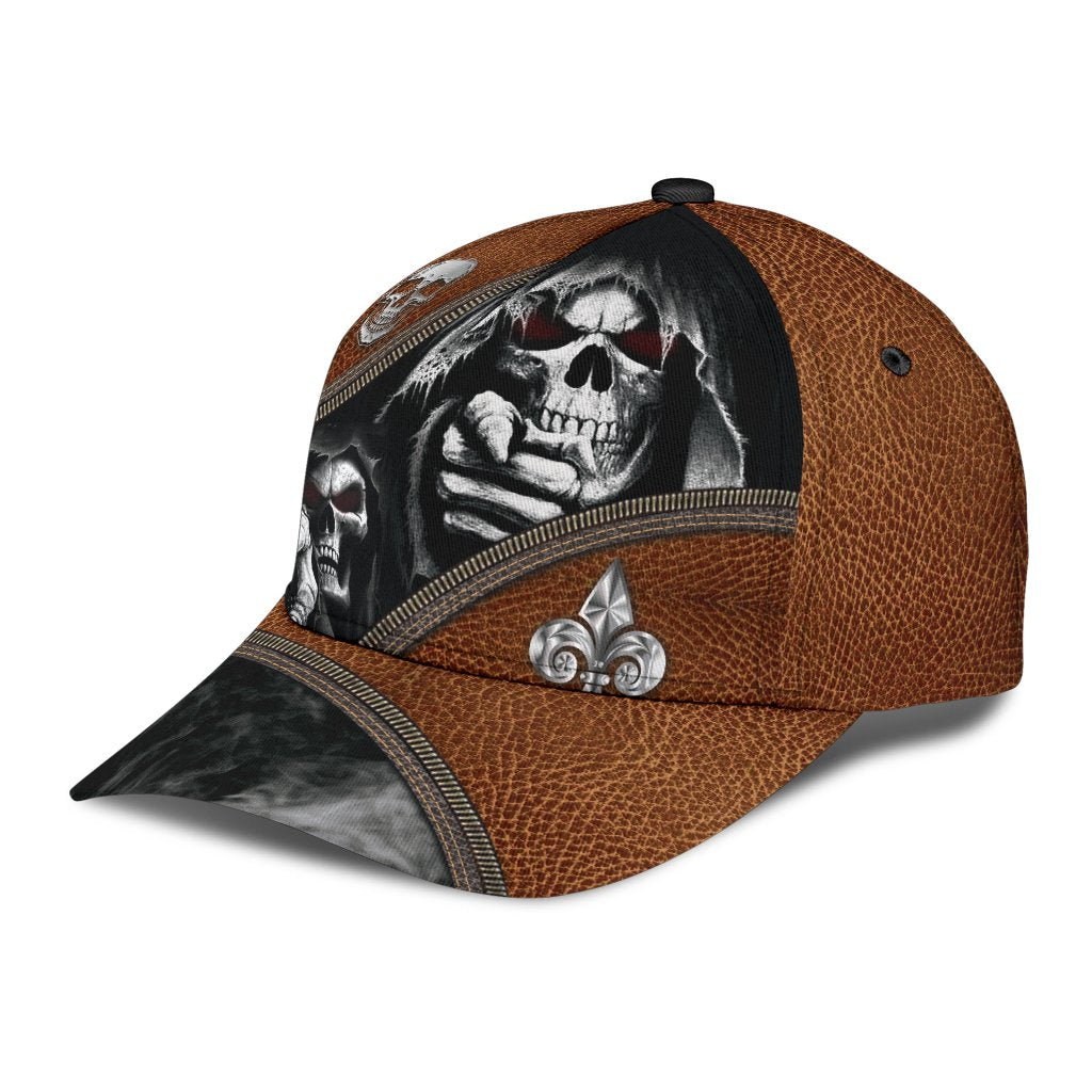 3D All Over Print The Death Classic Cap Hat Skull Baseball Cap Hat With Leather Pattern Trucker Hats Custom Hats Gifts For Men & Women